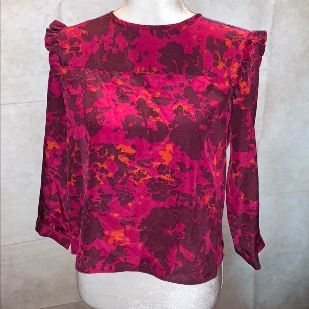 Firth 3/4 Sleeve Blouse Pink/Gray/Orange Design
